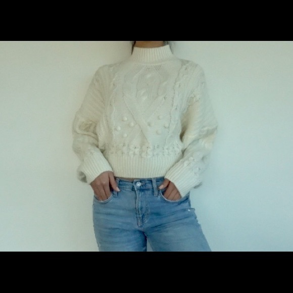 ASOS Sweaters - ASOS white turtleneck cropped sweater